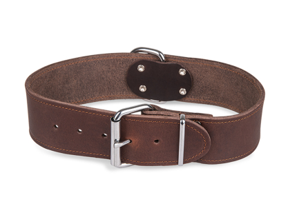 Collar Large oiled leather brown 45cmx30mm M-L