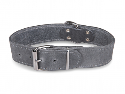 Collar Large oiled leather grey 55cmx40mm L