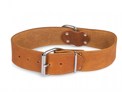 Collar Large oiled leather cognac 55cmx40mm L
