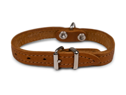 Halsband geolied leder cognac 27cmx12mm XXS