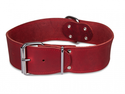 Halsband Large geolied leder rood 65cmx50mm XL