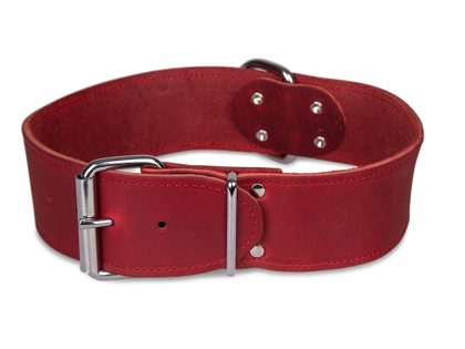 Collar Large oiled leather red 45cmx30mm M-L