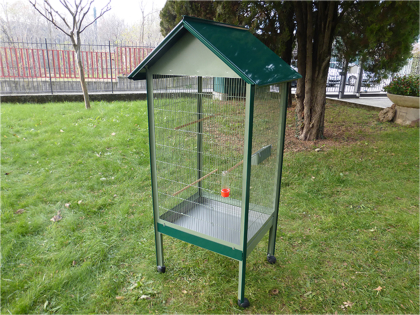 Aviary Carat Grau + green roof 77x70x159cm