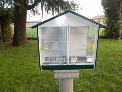 Aviary nr 42 white with green  roof 86x46x78cm