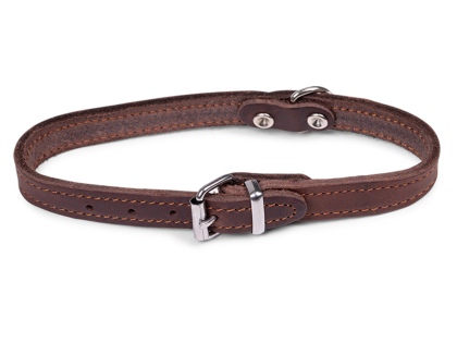 Collar oiled leather brown 37cmx14mm S