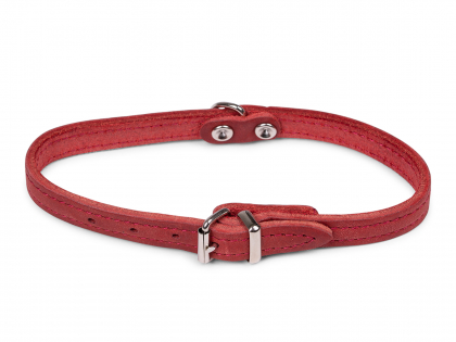 Halsband geolied leder rood 32cmx12mm XS
