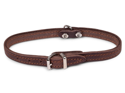 Collar oiled leather brown 32cmx12mm XS