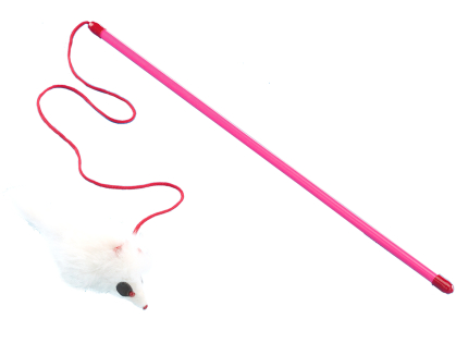 Cat toy fishing rod with white mouse 45cm
