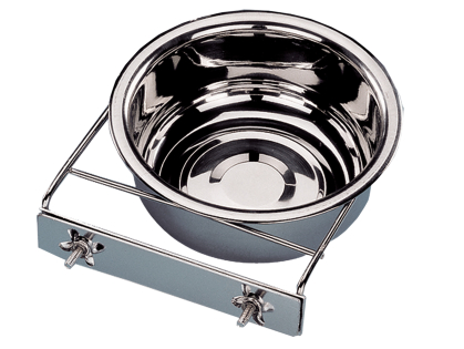 Mangeoire en inox avec 2 vis