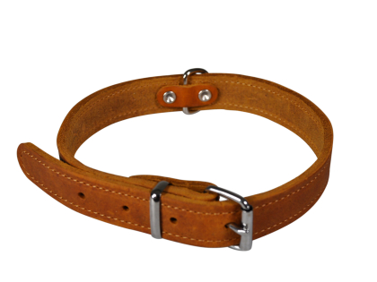 Collar oiled leather cognac 52cmx22mm L