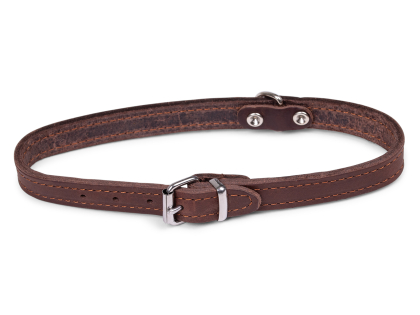 Collar oiled leather brown 42cmx16mm M