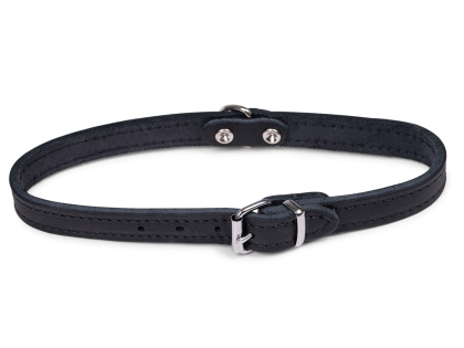 Collar oiled leather black 42cmx16mm M