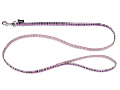 Leash dog nylon Tartan purple 120cmx10mm S