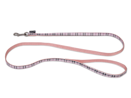 Leash dog nylon Tartan pink 120cmx10mm S