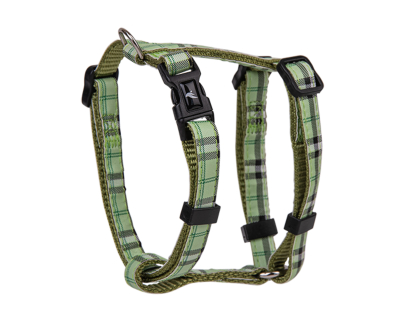 Harnais chien nylon Ecossais vert 20-35cmx10mm XS