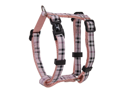 Harness dog nylon Tartan pink 20-35cmx10mm XS