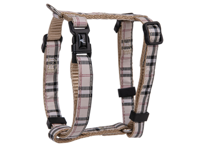 Harness dog nylon Tartan beige 20-35cmx10mm XS