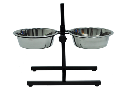 Bar à chien avec 2 mangeoires inox 2x4000ml