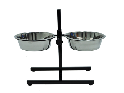 Bar à chien avec 2 mangeoires inox 2x2500ml