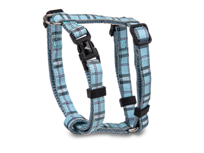 Harness dog nylon Tartan blue 20-35cmx10mm XS