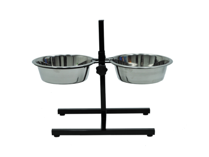 Bar à chien avec 2 mangeoires inox 2x1570ml