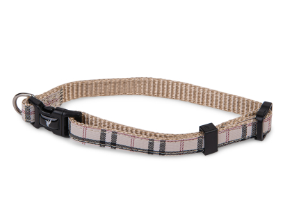 Collar dog nylon Tartan beige 20-35cmx10mm S