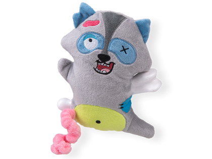 Dog toy Scary raccoon with bone 17,5cm