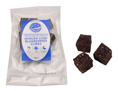 Cubes de cabillaud-myrtilles