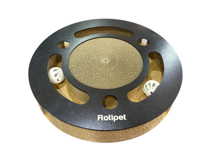 Grattoir carton chat MDF roue noir Ø34x5,5cm