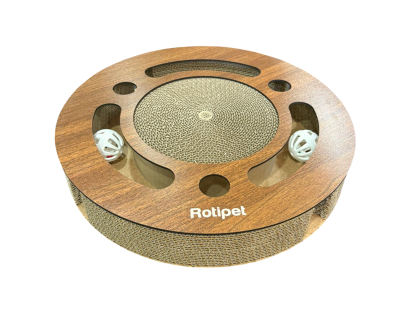 Grattoir carton chat MDF roue brun Ø34x5,5cm