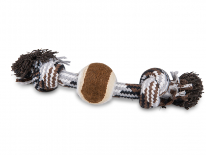 Cotton rope 2 knots + tennisball brown 20cm