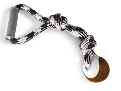 Rope + handle + tennis ball brown