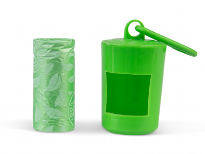 Dispenser poop bags barrel green
