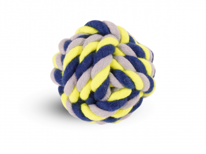 Balle coton bleu-jaune 120g Ø8cm