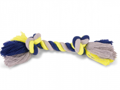 Corde coton 2 noeuds  bleu-jaune 50g 20cm