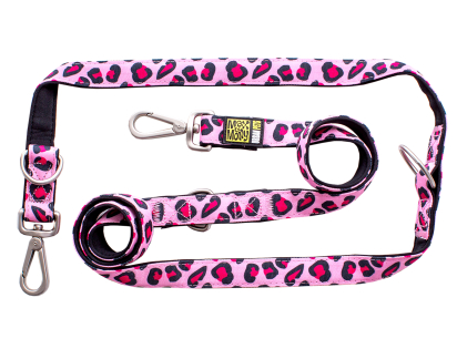 Leash multifunction Leopard Pink