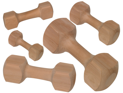 Wood fetching dumbbell