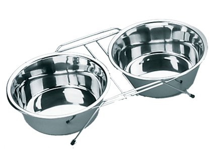 Feeding bowls stainless steel(2) on base21cm 1,75L