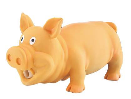 Speelgoed hond latex varken oranje 20cm