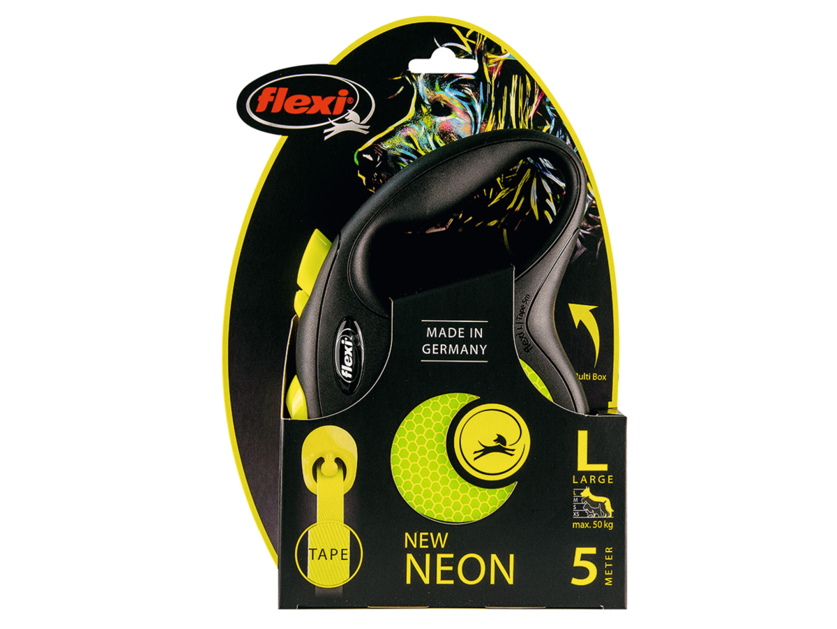 Flexi Walk DogFlexi Neon black neon L tape 5 m Vadigran
